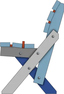 A bench side-view with spacers between adjacent slats.