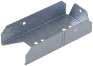 Three-sided silver bracket with holes.