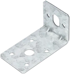 L-shaped bracket with small screw holes and larger bolt holes.