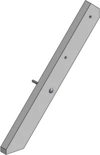 A long leg piece with a bolt visibly sticking thru the lowest of three holes.