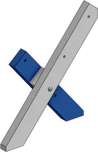 The previous leg piece with a short leg opposite the long leg, separated by a small square spacer.